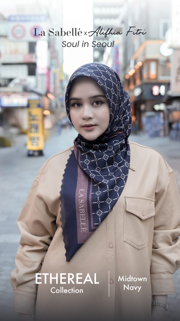 La Sabellè x Alifhia fitri : Soul In Seoul - Ethereal Scarf - Midtown Navy